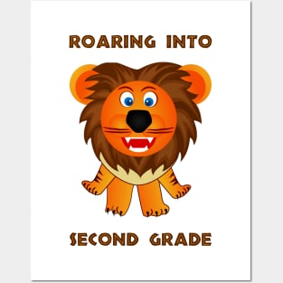 Roaring Into Second Grade (Cartoon Lion) Posters and Art